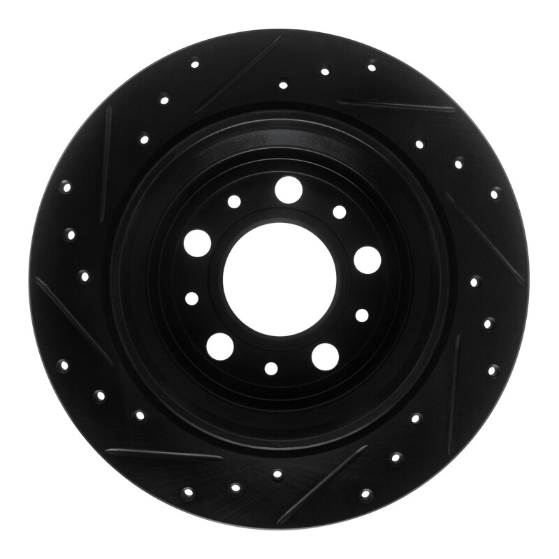 Volvo V70 Brake Rotor (1) - Rear Right - R1 Concepts - Drilled & Slotted - Black - `99-`00
